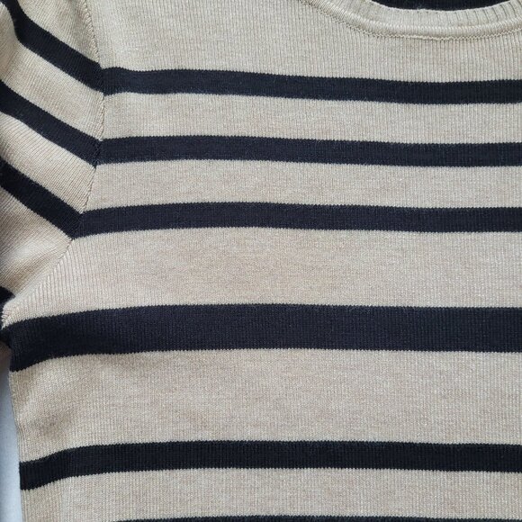 Striped Long Sleeve Sweater Crewneck Tan & Black Gilli Small Old Money Preppy - Picture 8 of 9
